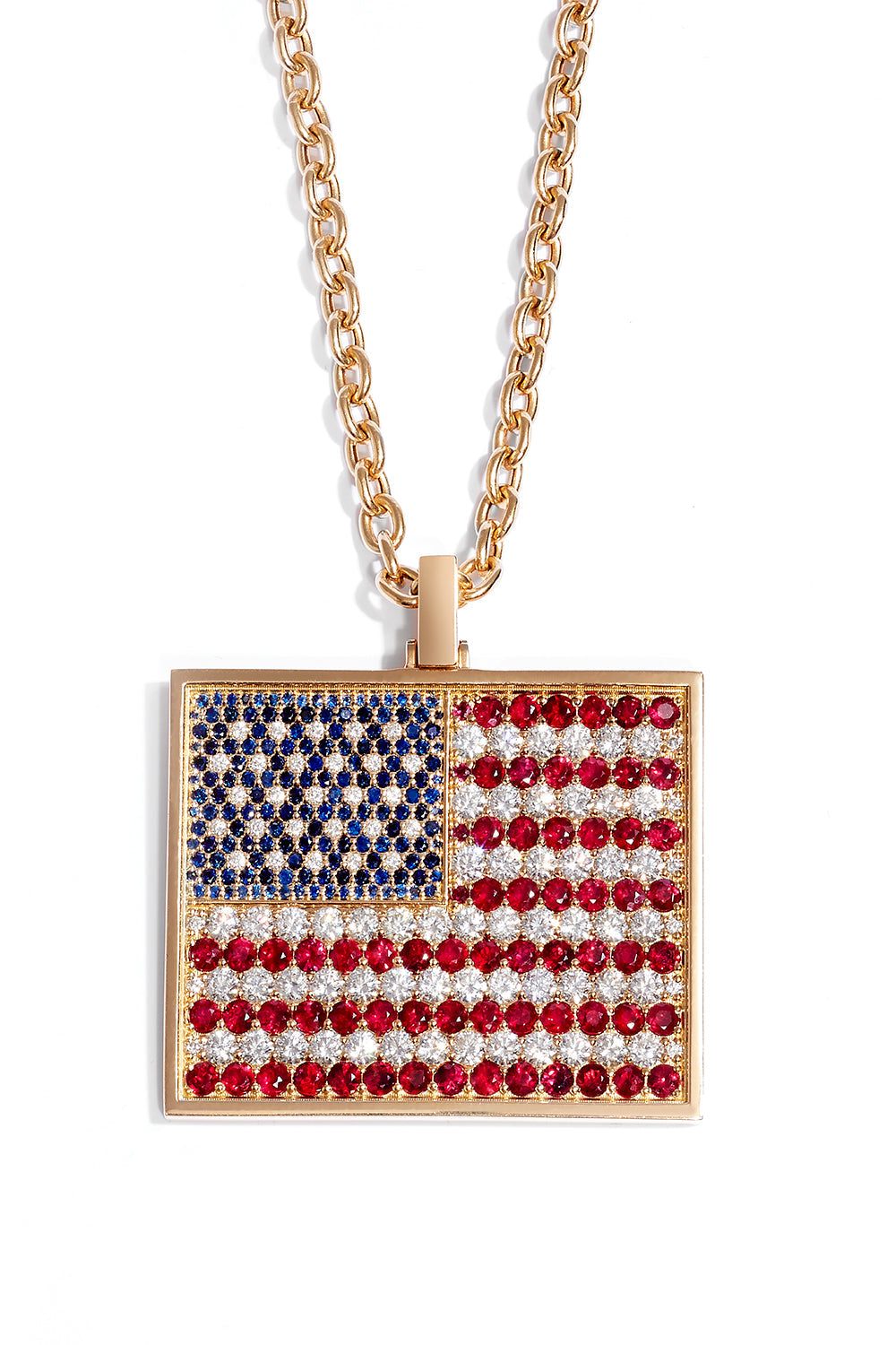 American Flag Pendant Necklace-YELLOW GOLD-18-JEWELRYFINE JEWELNECKLACE O-GRACE WINFREY