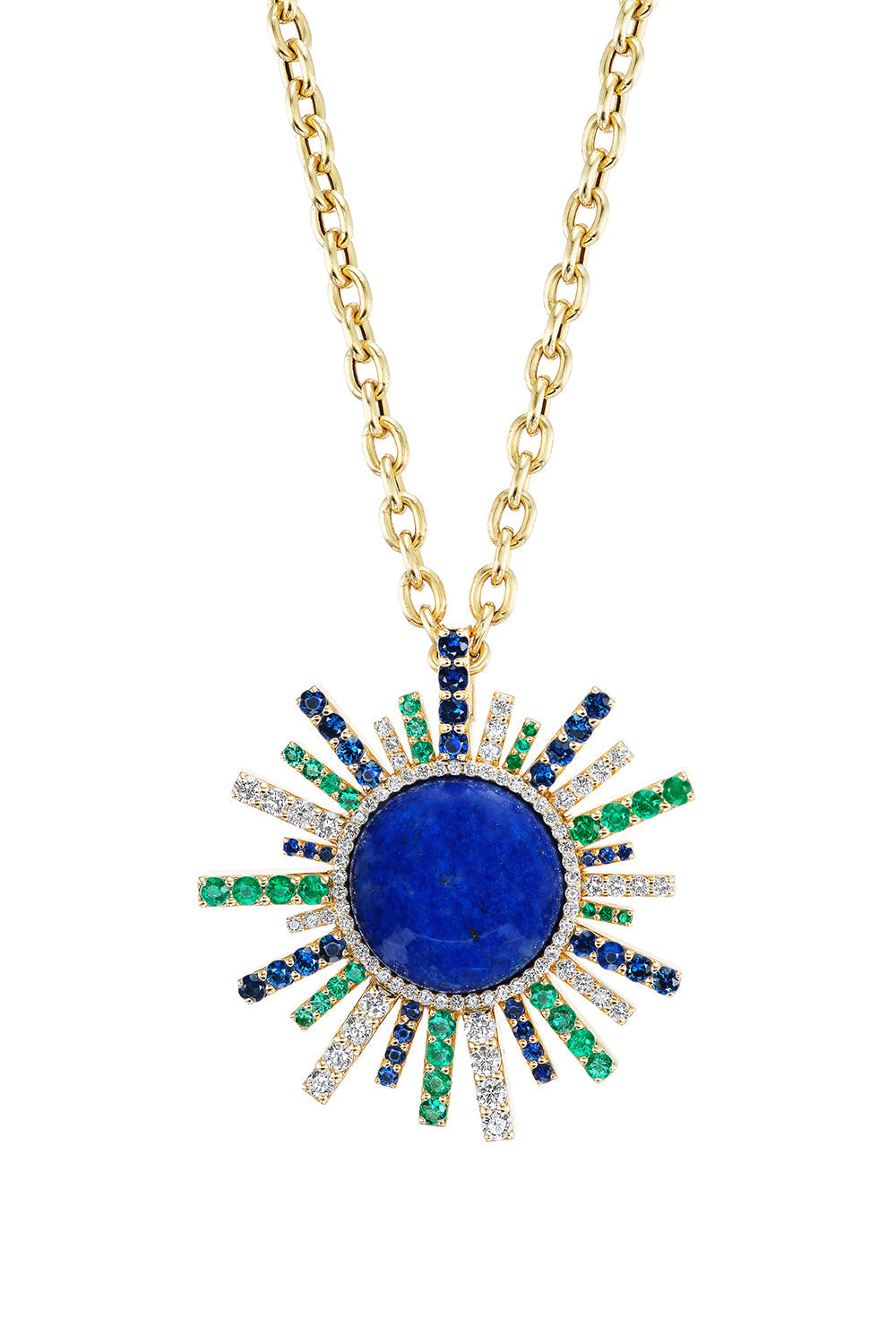 Lapis Sun Ray Pendant Necklace-YELLOW GOLD-18-JEWELRYFINE JEWELNECKLACE O-GRACE WINFREY