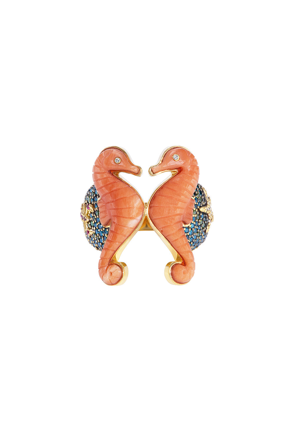 Coral Seahorse Ring-YELLOW GOLD-7-JEWELRYFINE JEWELRING-GRACE WINFREY