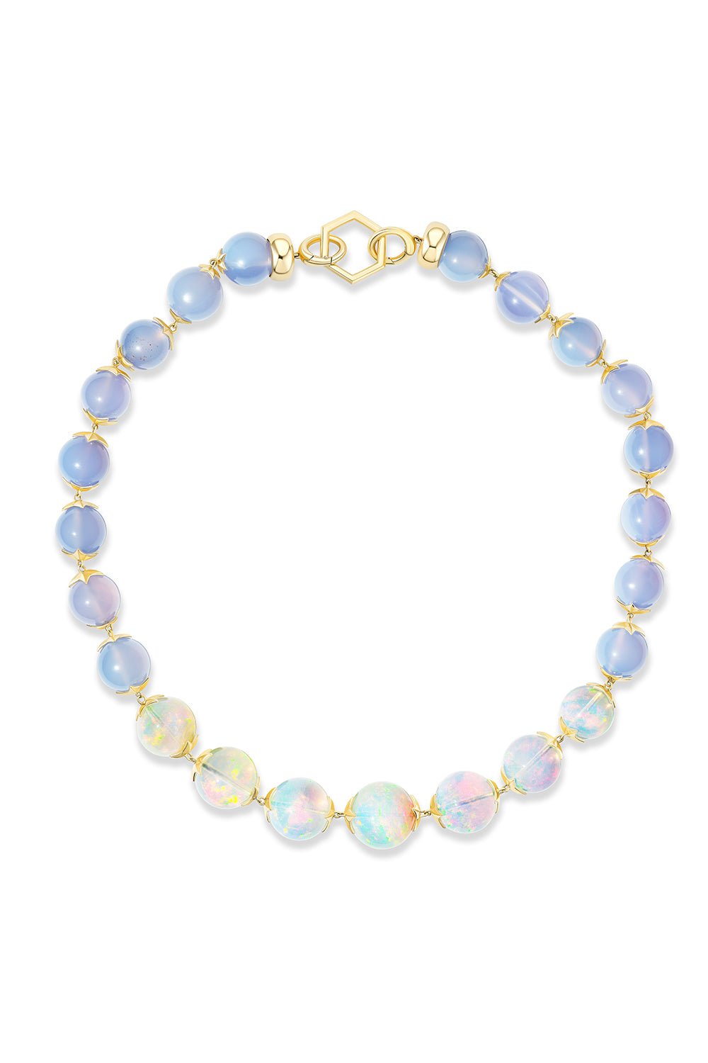 HARWELL GODFREY-Opal Chalcedony Bead Necklace-YELLOW GOLD