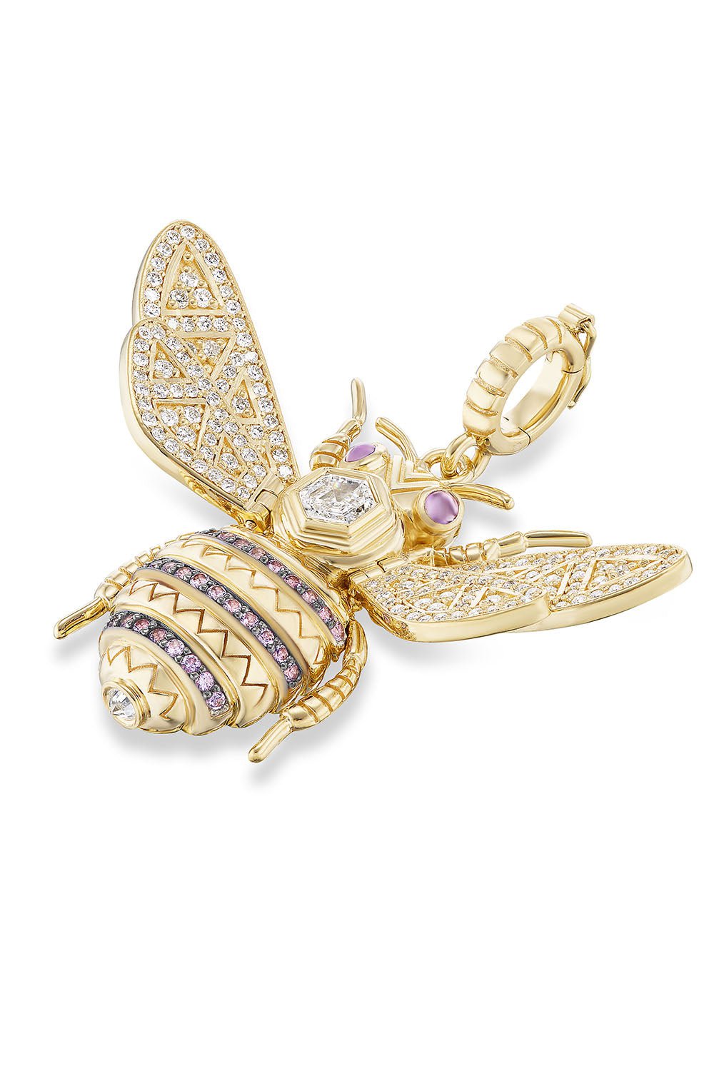 HARWELL GODFREY-Purple Honey Bee Pendant-YELLOW GOLD