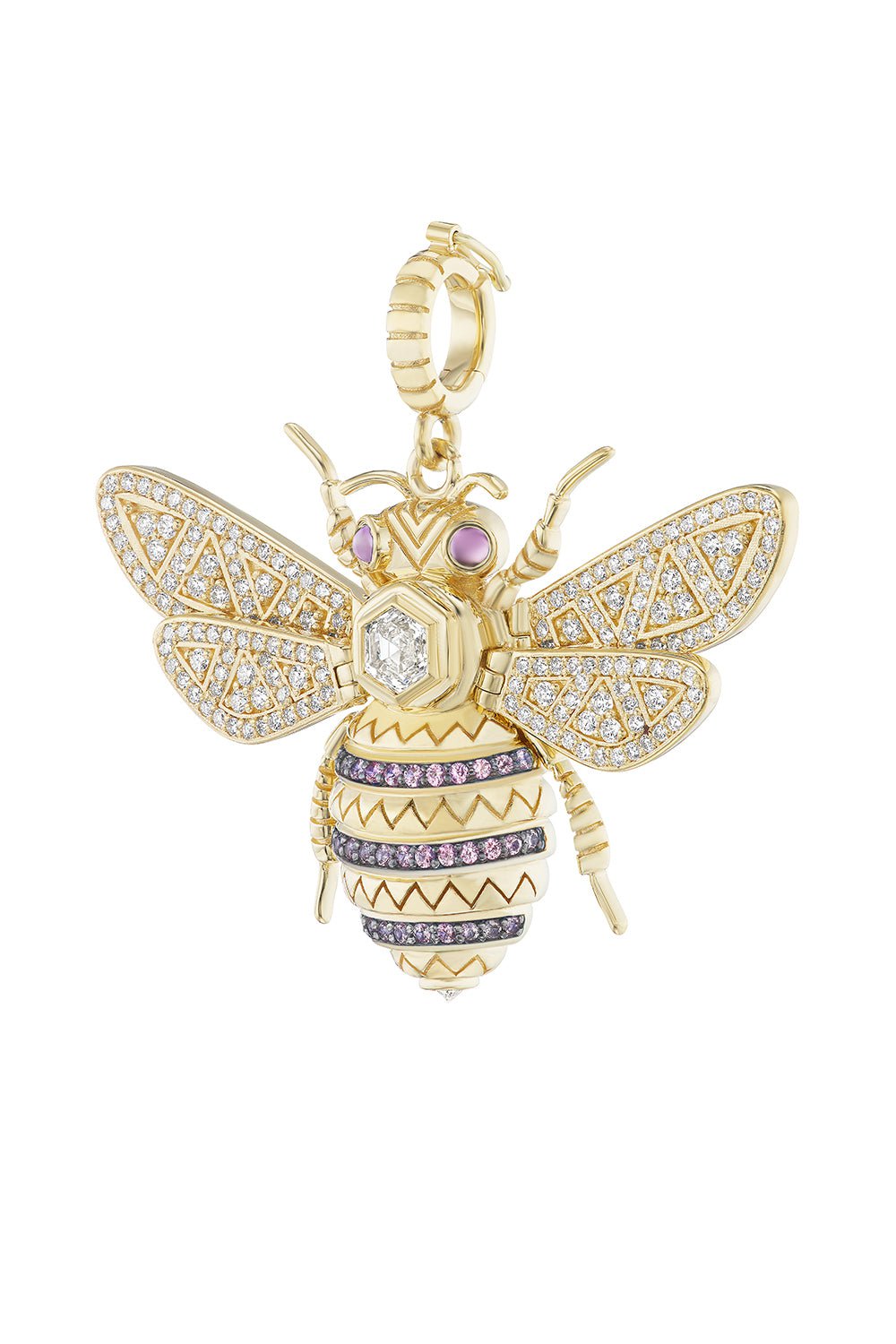 HARWELL GODFREY-Purple Honey Bee Pendant-YELLOW GOLD