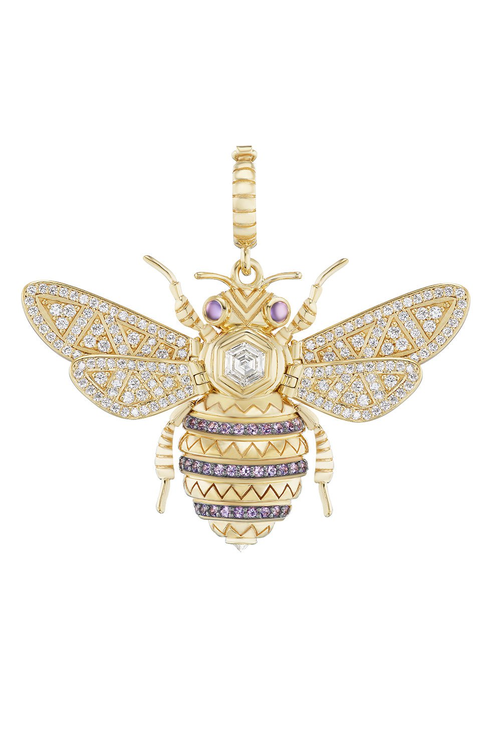 HARWELL GODFREY-Purple Honey Bee Pendant-YELLOW GOLD