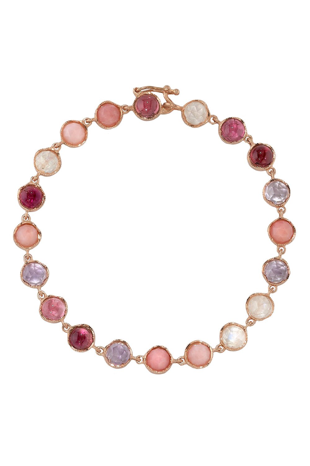 Small Classic Pink Opal Link Mixed Bracelet