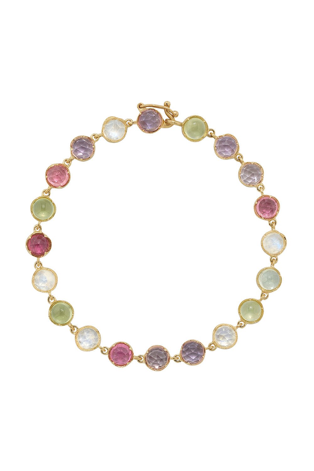 IRENE NEUWIRTH JEWELRY-Small Classic Prehnite Moonstone Link Mixed Bracelet-YELLOW GOLD