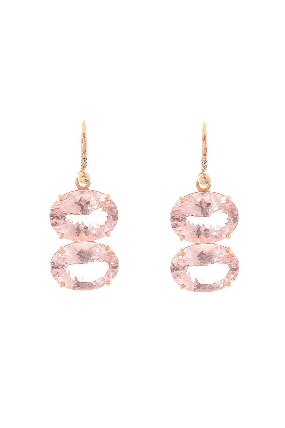 IRENE NEUWIRTH JEWELRY-Gemmy Gem Double Stone Morganite Earrings-ROSE GOLD