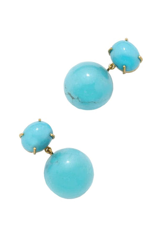 IRENE NEUWIRTH JEWELRY-Kingman Turquoise Oval Gumball Earrings-YELLOW GOLD