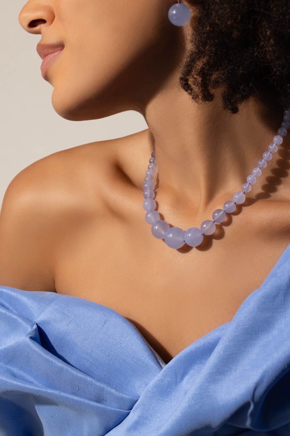 IRENE NEUWIRTH JEWELRY-Chalcedony Beaded Necklace-ROSE GOLD