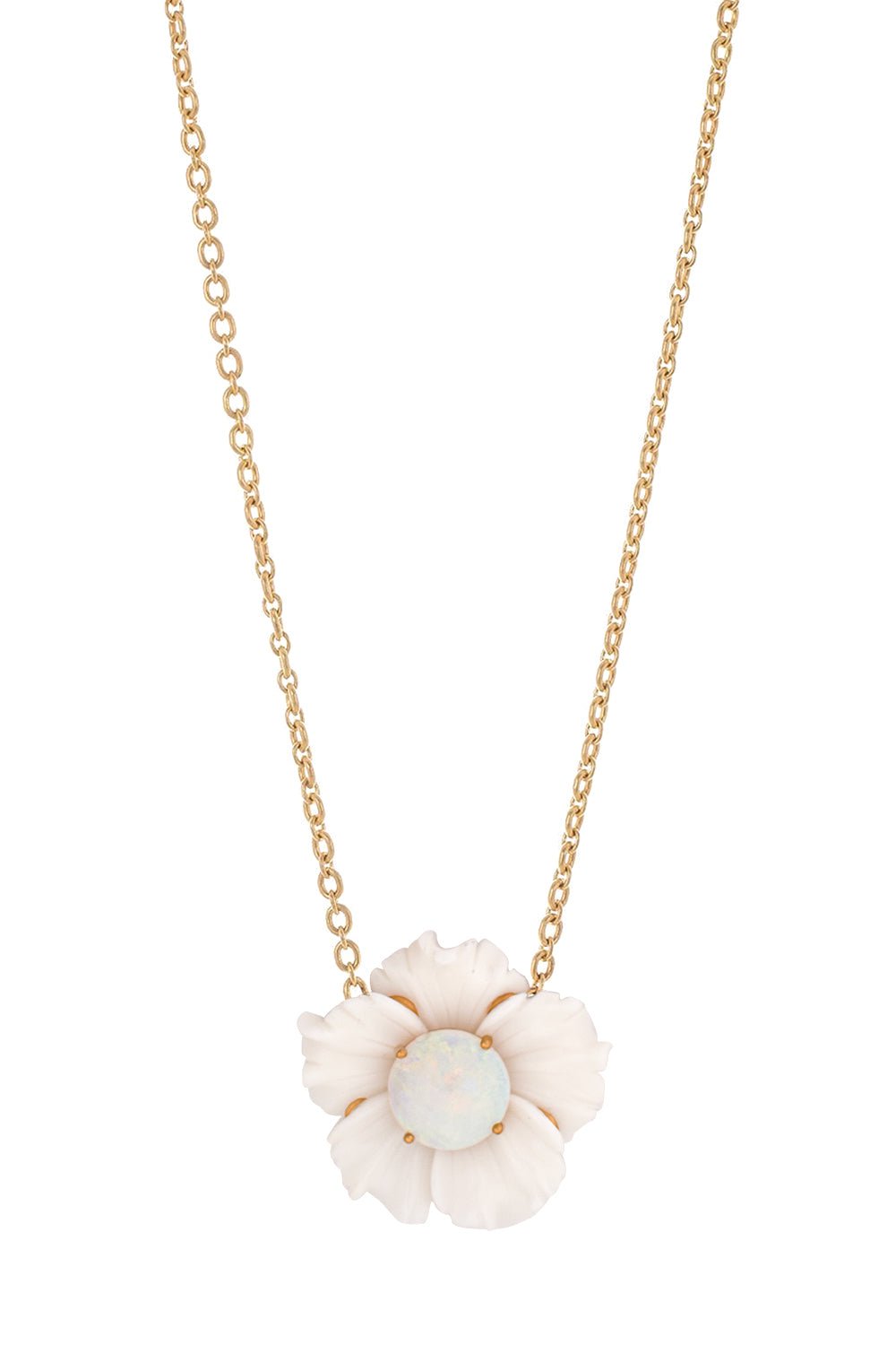 IRENE NEUWIRTH JEWELRY-Carved Opal Tropical Flower Necklace-YELLOW GOLD