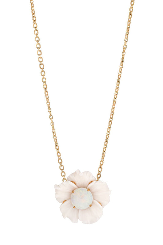 IRENE NEUWIRTH JEWELRY-Carved Opal Tropical Flower Necklace-YELLOW GOLD