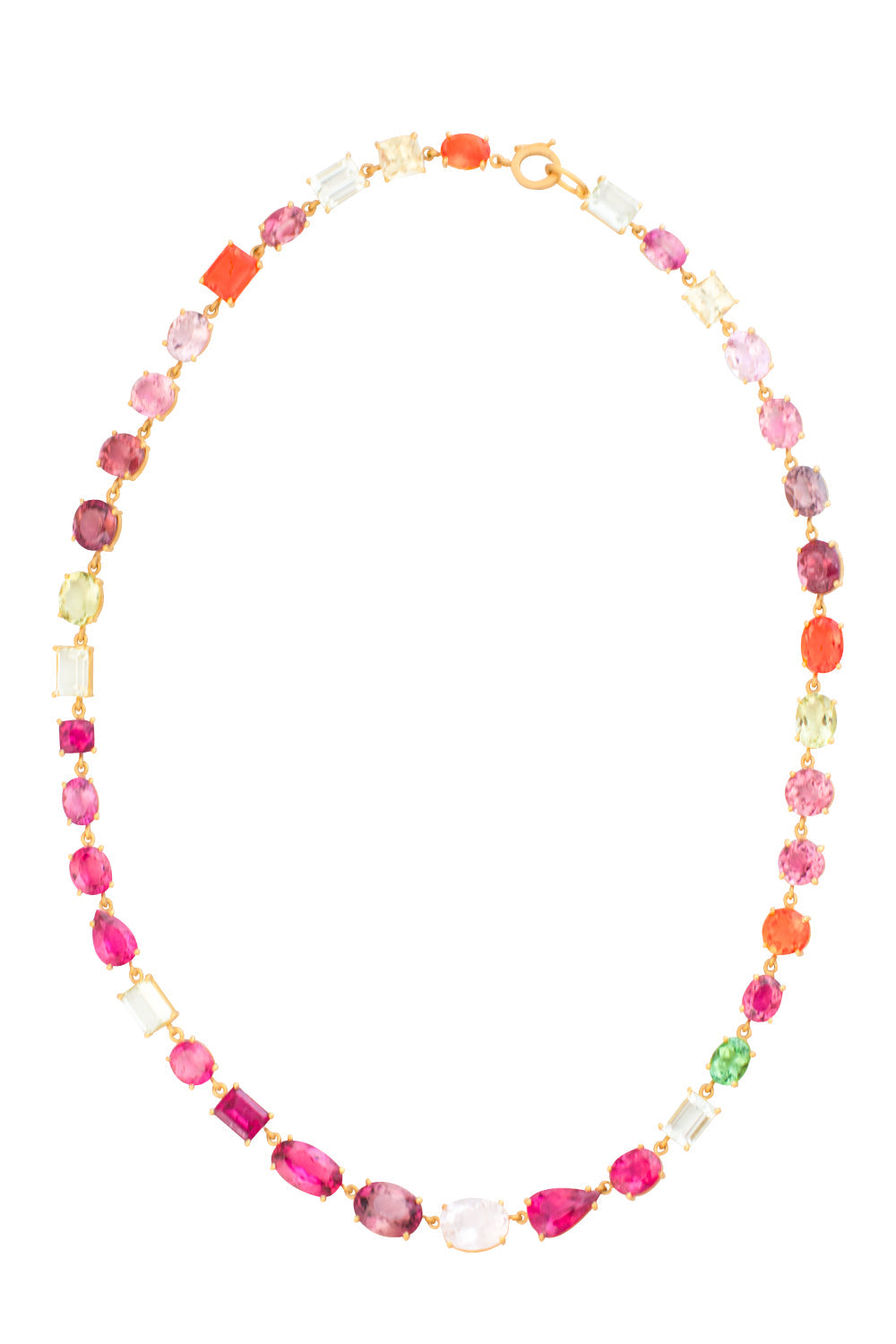 Tourmaline Rubellite Gemmy Gem Necklace-YELLOW GOLD-JEWELRYFINE JEWELNECKLACE O-IRENE NEUWIRTH JEWELRY