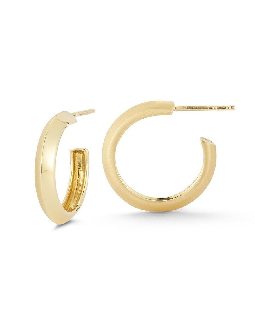 JADE TRAU-4mm Knife Edge Hoops-YELLOW GOLD