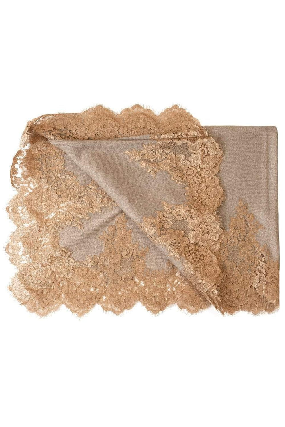 JANAVI INDIA-Lace Inset Scarf - Natural Gold-NAT/GOLD