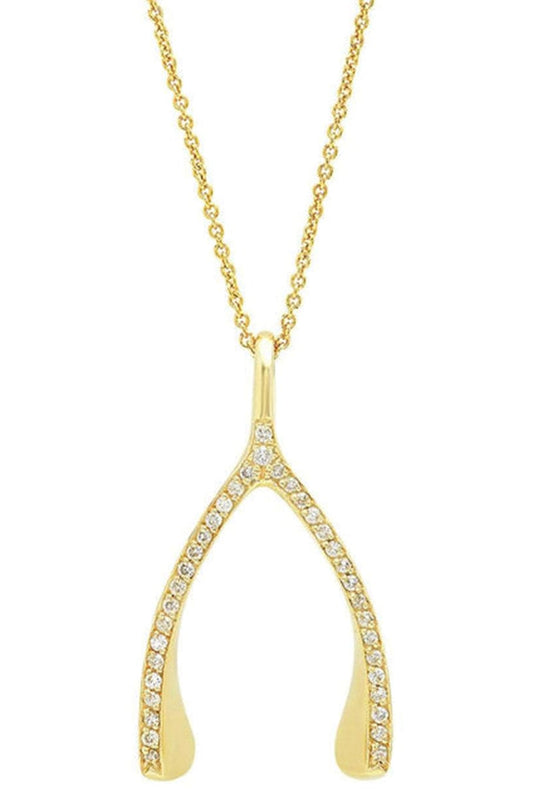 JENNIFER MEYER-Diamond Wishbone Necklace-YELLOW GOLD