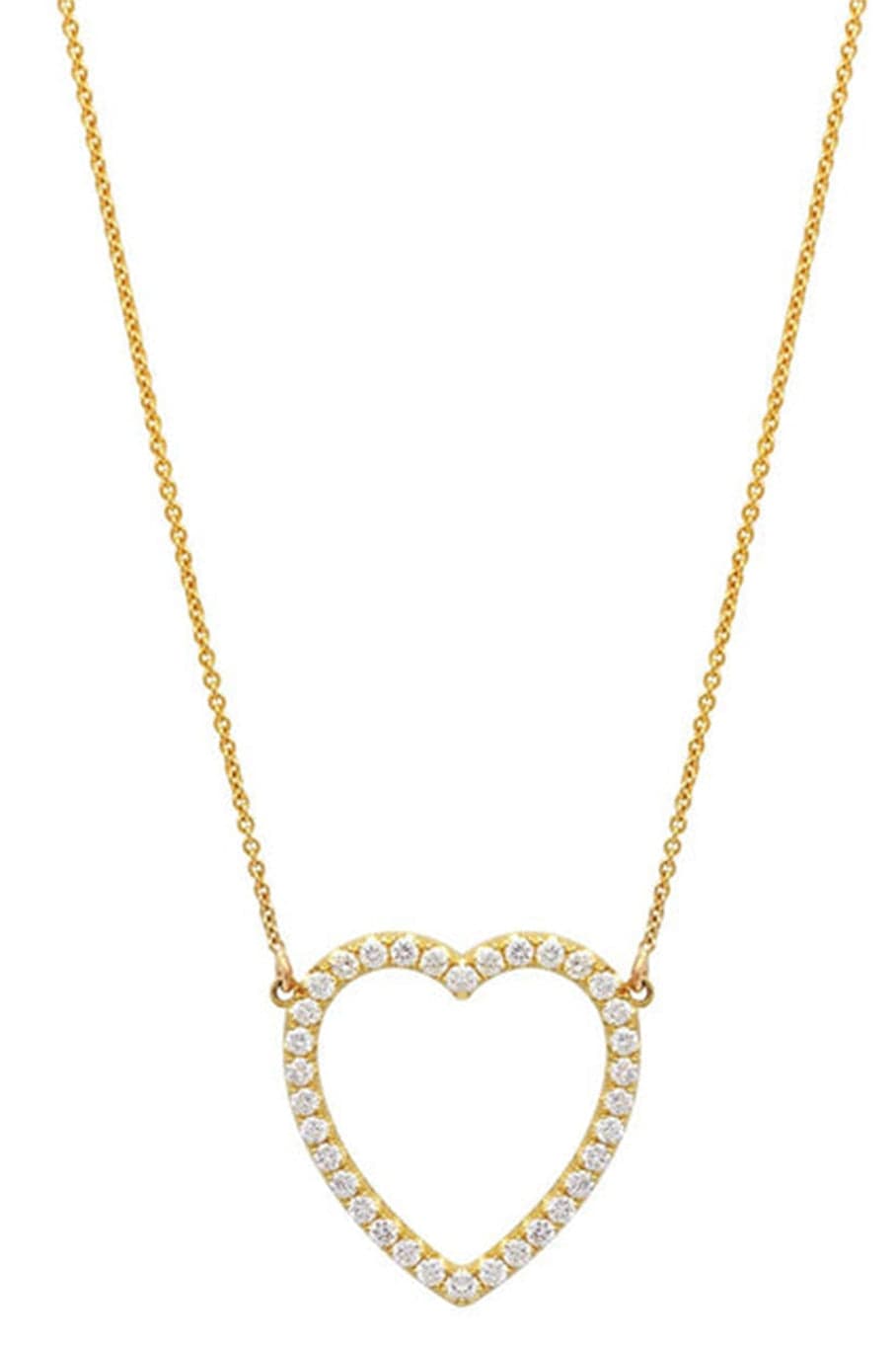 JENNIFER MEYER-Large Diamond Open Heart Necklace-YELLOW GOLD