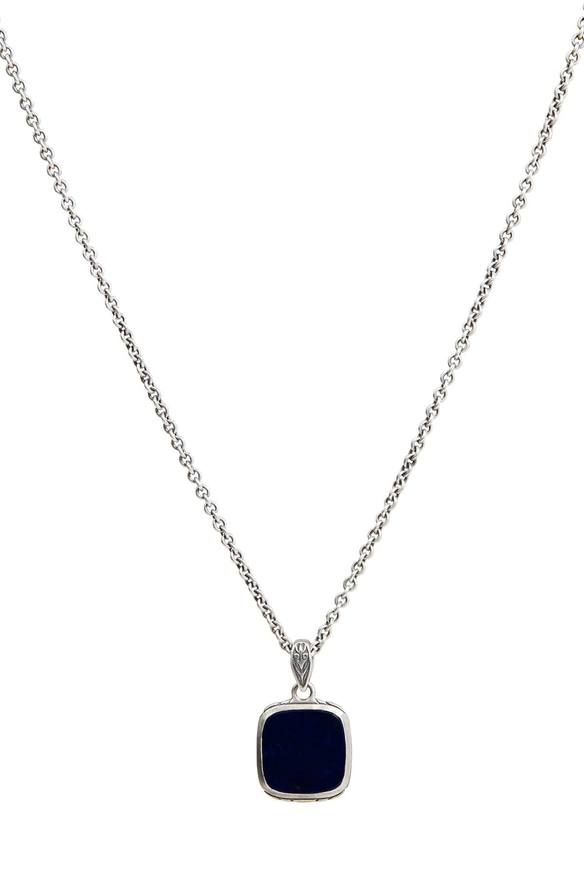 JOHN VARVATOS-Black Onyx Pendant Necklace-SILVER