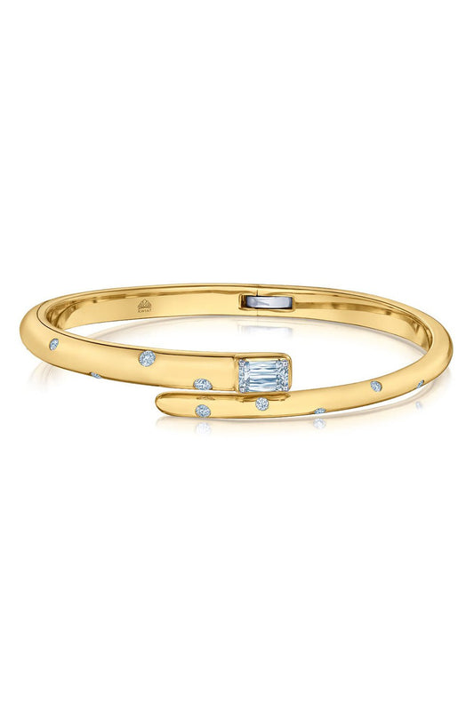 KWIAT-Cobblestone Diamond Accent Crossover Bangle Bracelet-YELLOW GOLD