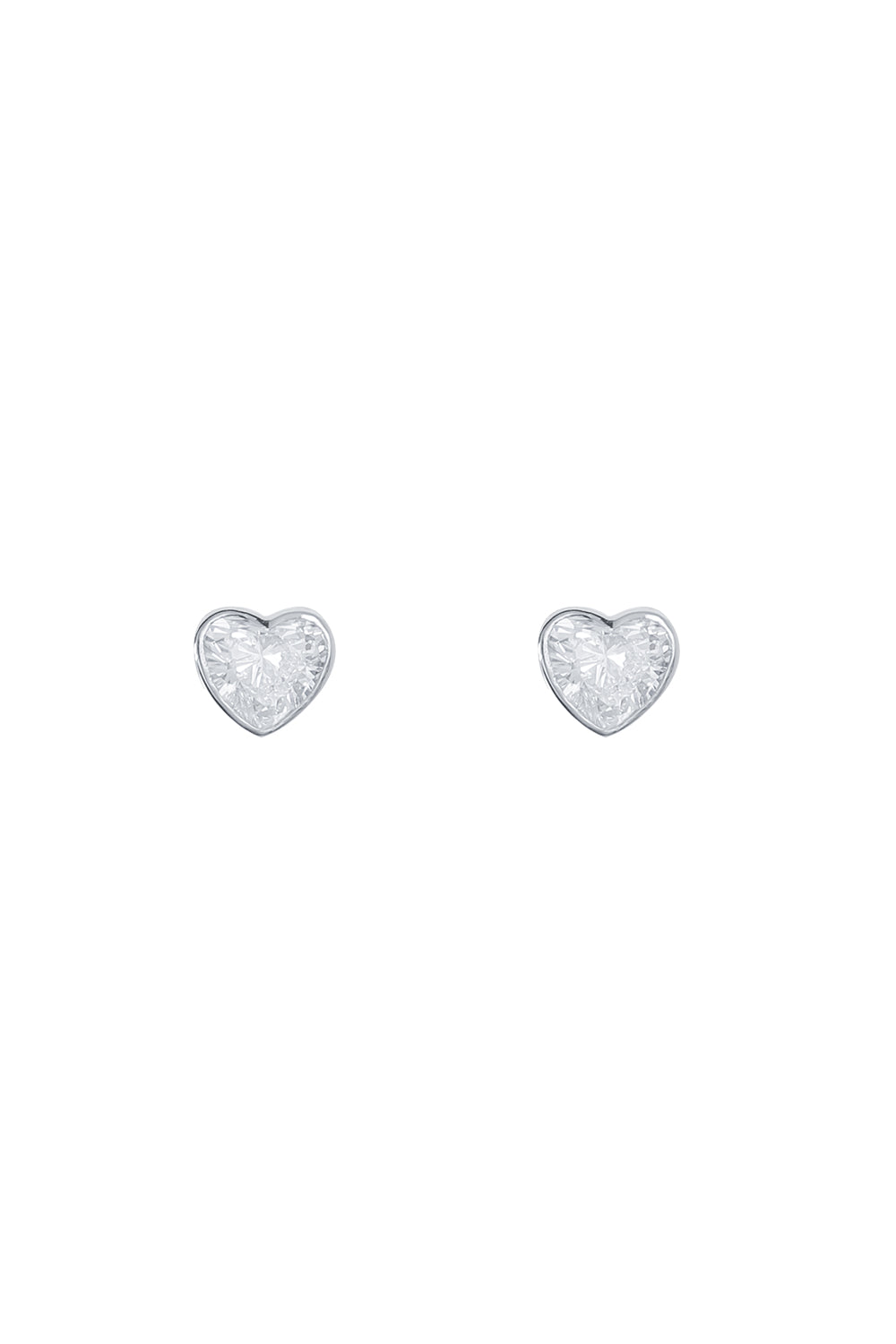 Bezel Heart Diamond Stud Earrings