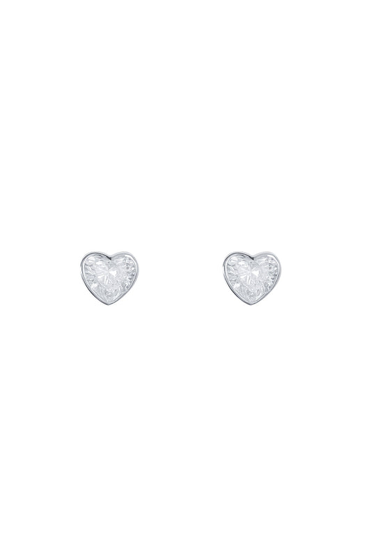 Bezel Heart Diamond Stud Earrings-PLATINUM-JEWELRYFINE JEWELEARRING-KWIAT