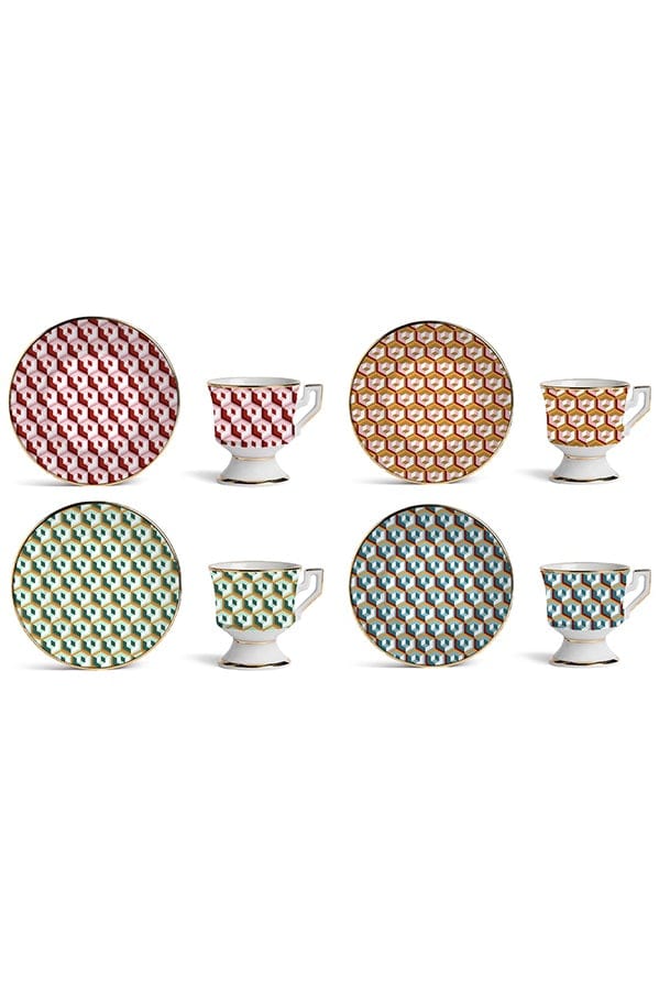 LA DOUBLEJ-Espresso Cup Set Of 4 - Cubi Mix-CUBI MIX