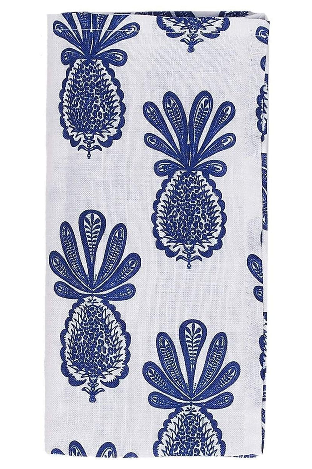 LA DOUBLEJ-Large Napkins Set Of 6 - Pineapple Blu-PINEBLU