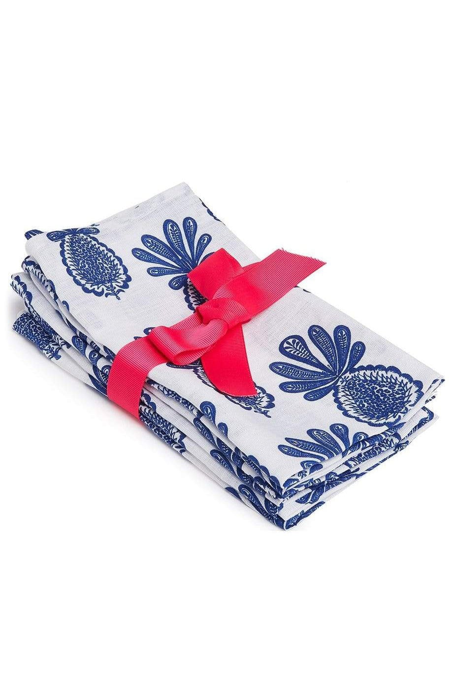 LA DOUBLEJ-Large Napkins Set Of 6 - Pineapple Blu-PINEBLU