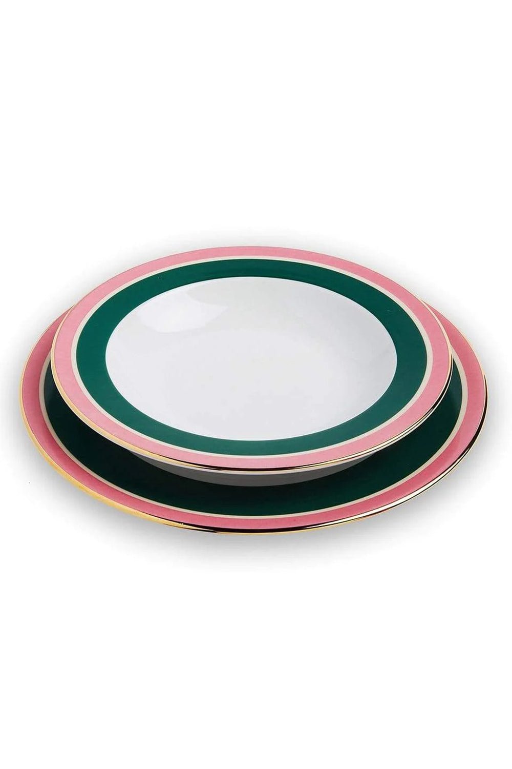 LA DOUBLEJ-Soup and Dinner Plates Set Of 2 - Rainbow Verde-VERDE