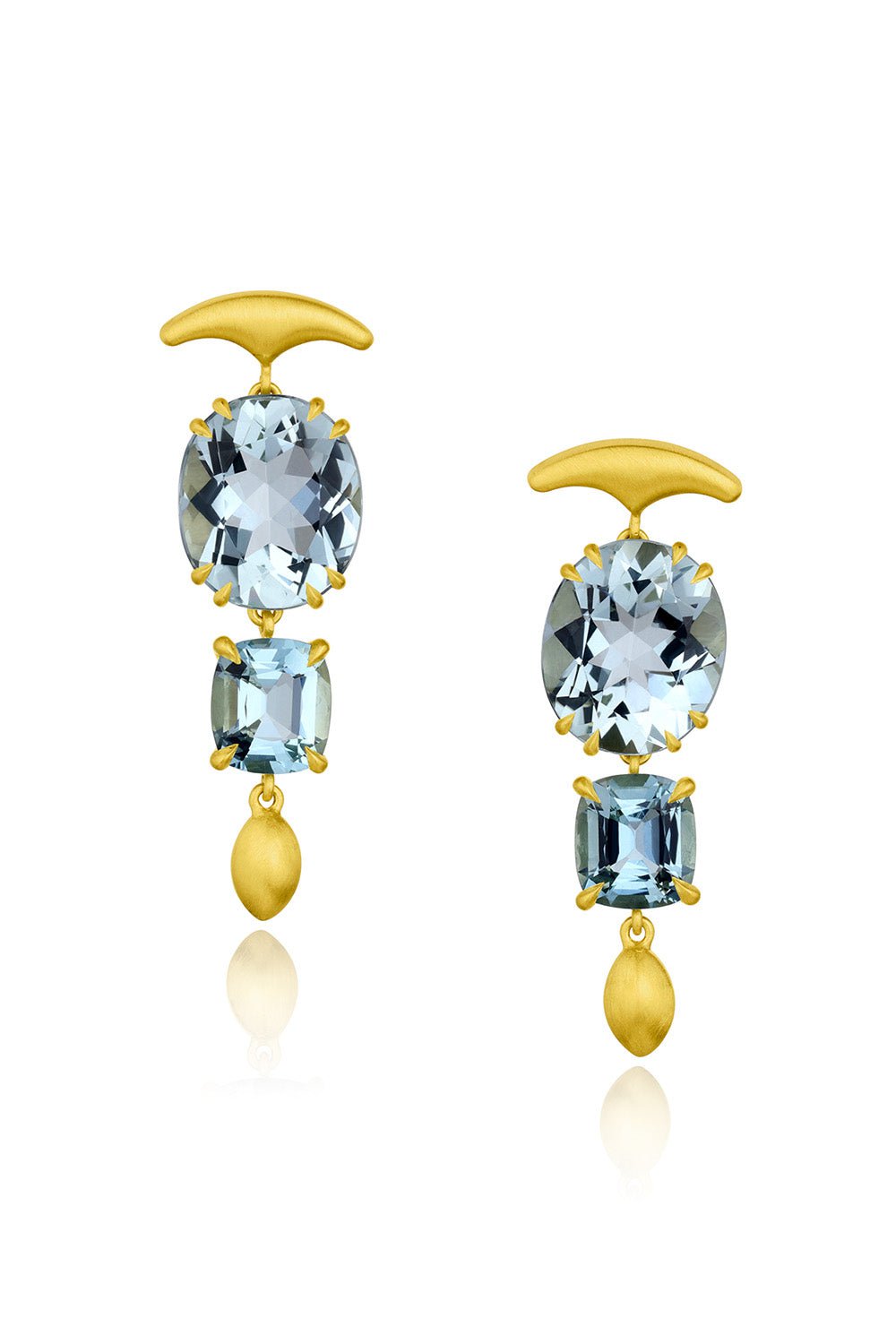 LEIGH MAXWELL-Aquamarine Gemmy Wave Earrings-YELLOW GOLD