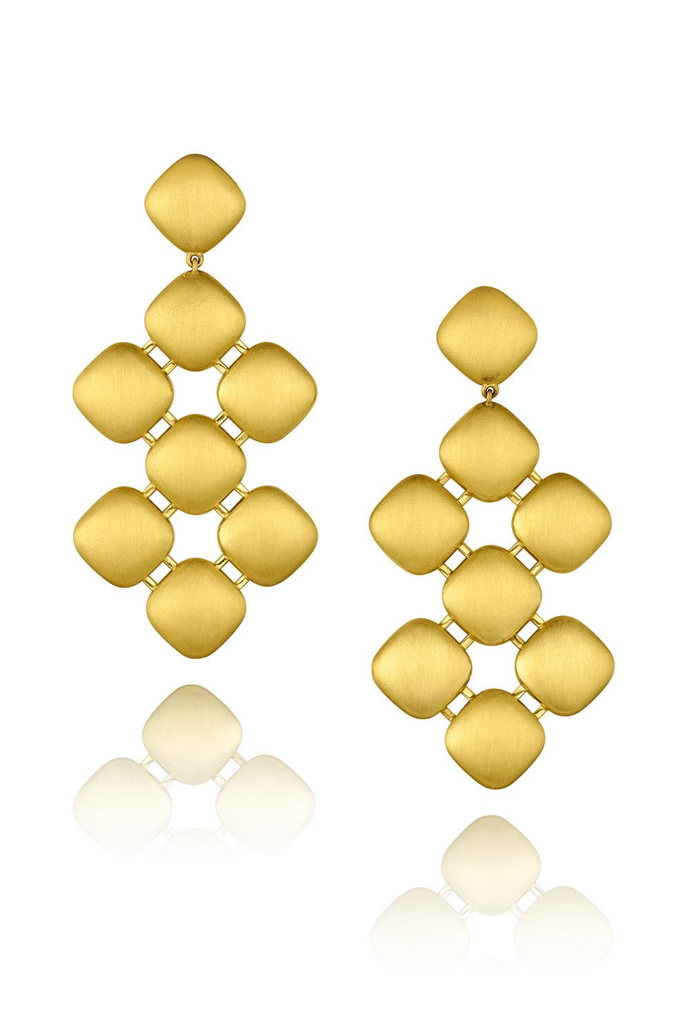 LEIGH MAXWELL-Cushion Chandelier Earrings-YELLOW GOLD