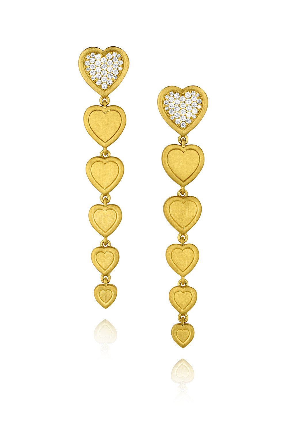 LEIGH MAXWELL-Diamond Heart Drop Earrings-YELLOW GOLD