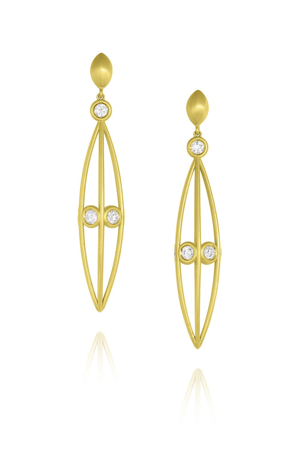 LEIGH MAXWELL-Ulaini Marquise Earrings-YELLOW GOLD