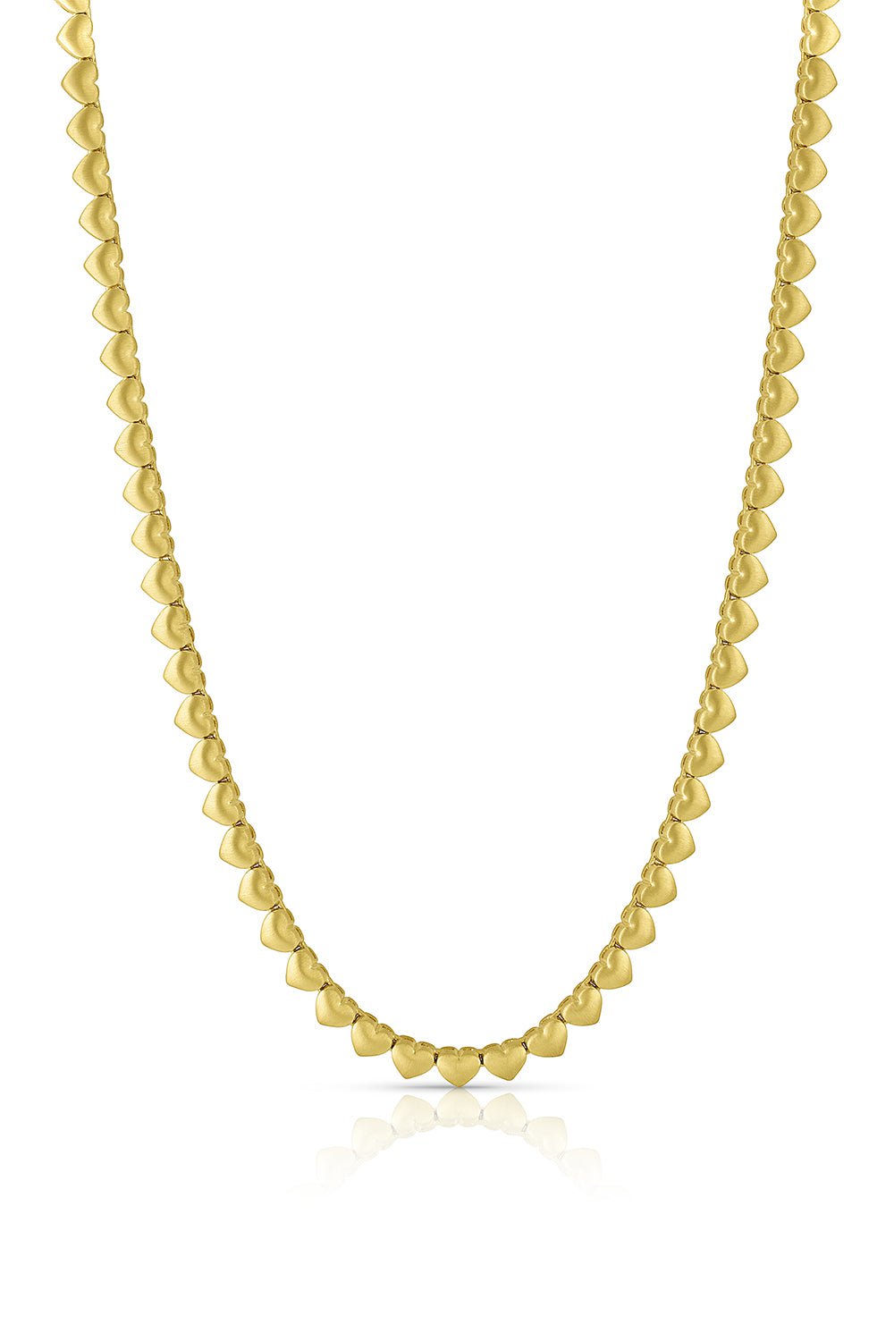 LEIGH MAXWELL-Solid Heart Tennis Necklace-YELLOW GOLD