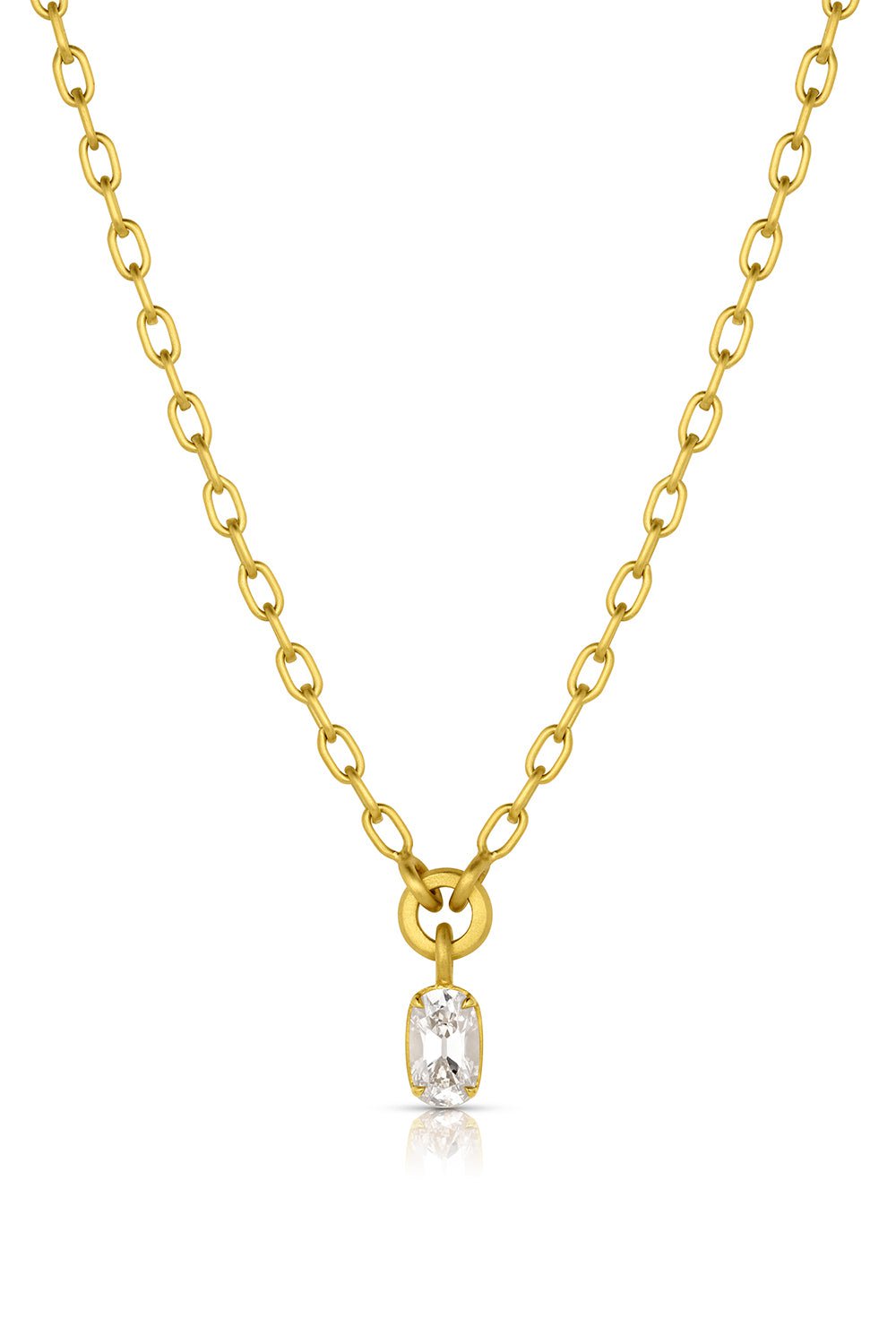 LEIGH MAXWELL-Diamond Oval Necklace-YELLOW GOLD