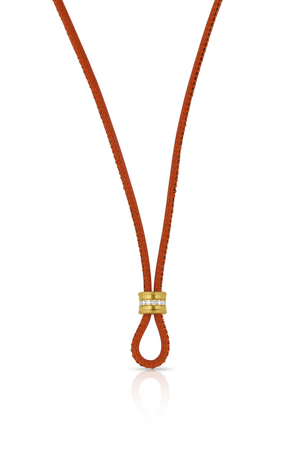 LEIGH MAXWELL-Amani Orange Cord Necklace-YELLOW GOLD