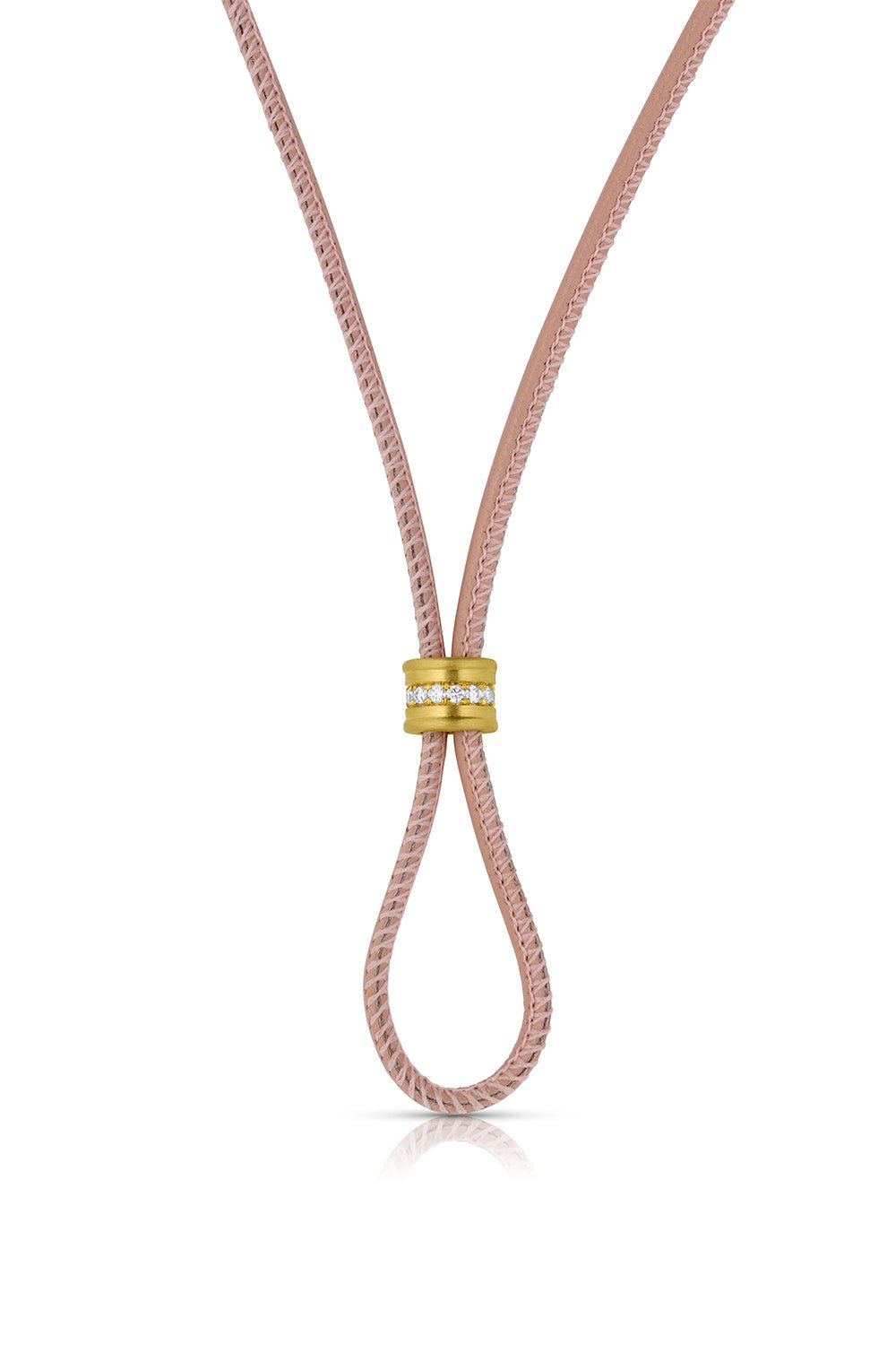 LEIGH MAXWELL-Amani Pink Cord Necklace-YELLOW GOLD