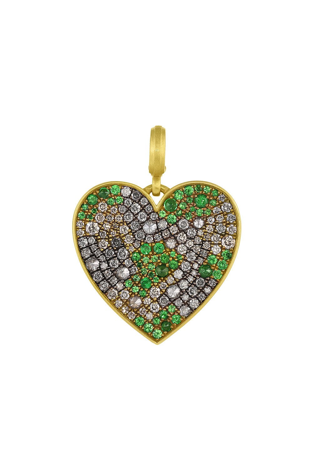 LEIGH MAXWELL-Medium Camo Heart Pendant-YELLOW GOLD