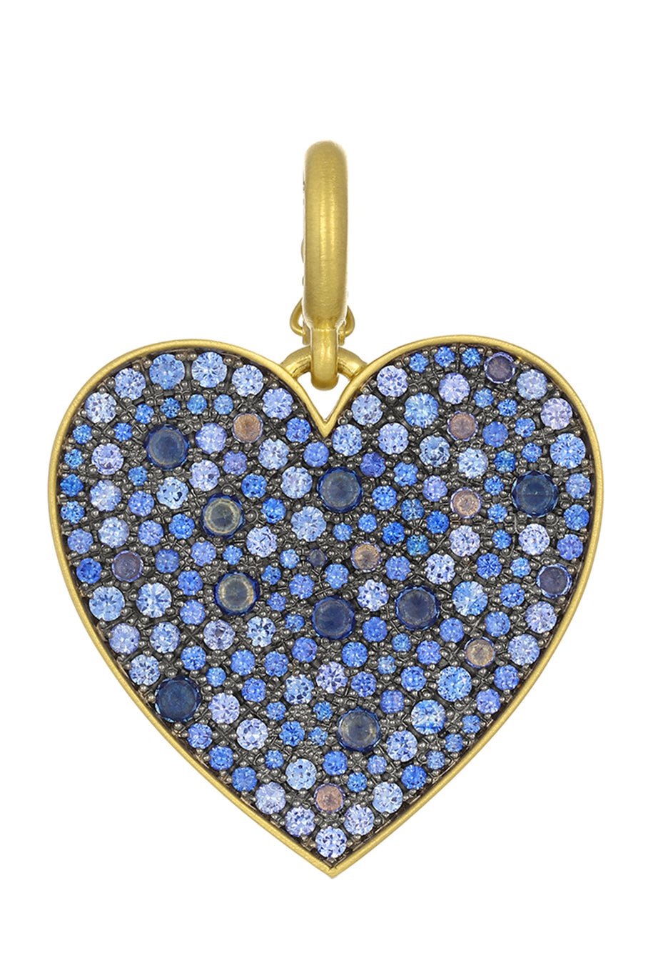 LEIGH MAXWELL-Medium Blue Sapphire Heart Pendant-YELLOW GOLD