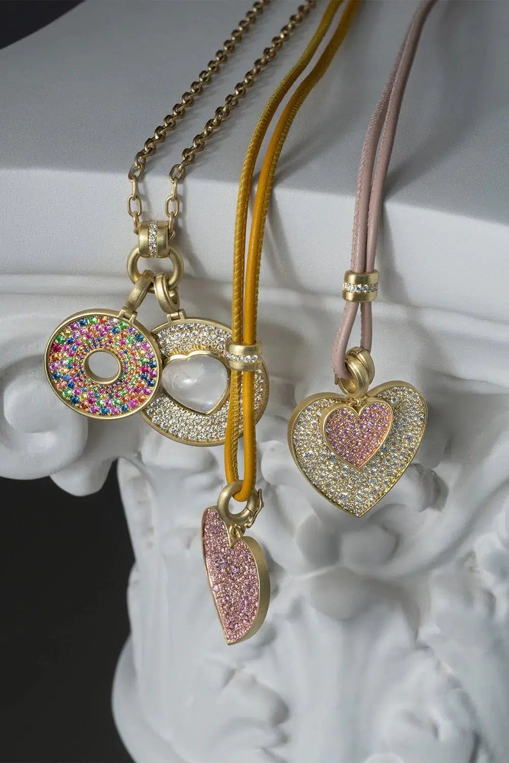 LEIGH MAXWELL-Medium Pink Sapphire Heart Pendant-YELLOW GOLD