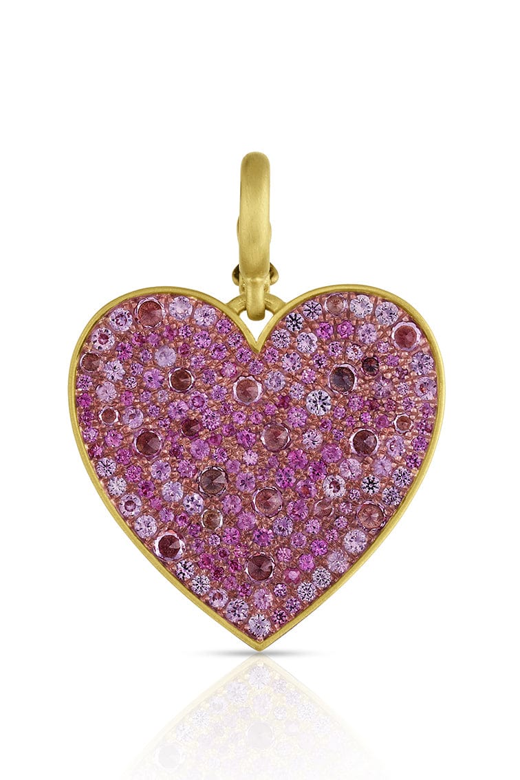 LEIGH MAXWELL-Medium Pink Sapphire Heart Pendant-YELLOW GOLD