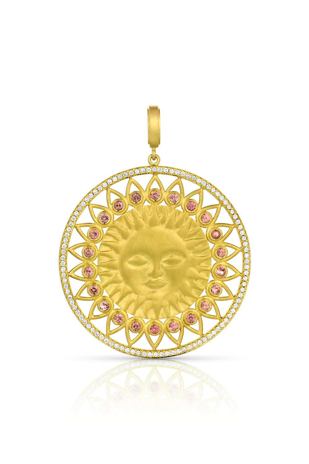 LEIGH MAXWELL-Padparadscha Sapphire Sun Medallion-YELLOW GOLD