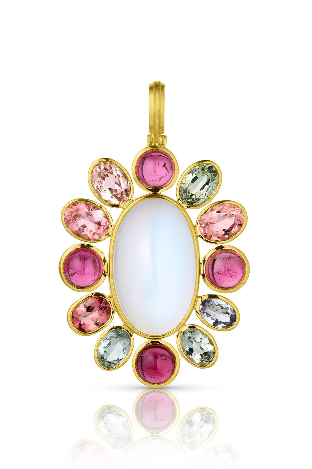 LEIGH MAXWELL-Tourmaline Moonstone Pendant-YELLOW GOLD