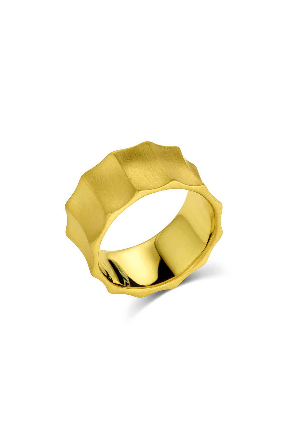 LEIGH MAXWELL-Wide Horizontal Wave Band-YELLOW GOLD