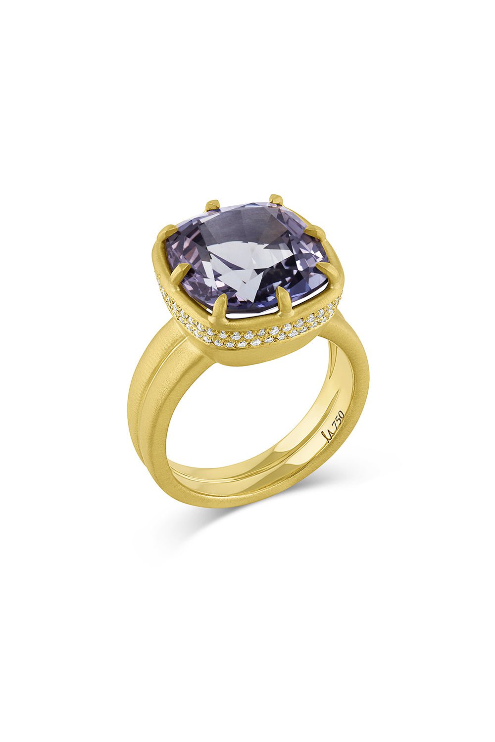 LEIGH MAXWELL-Diamond Tanzanite 8 Prong Ring-YELLOW GOLD