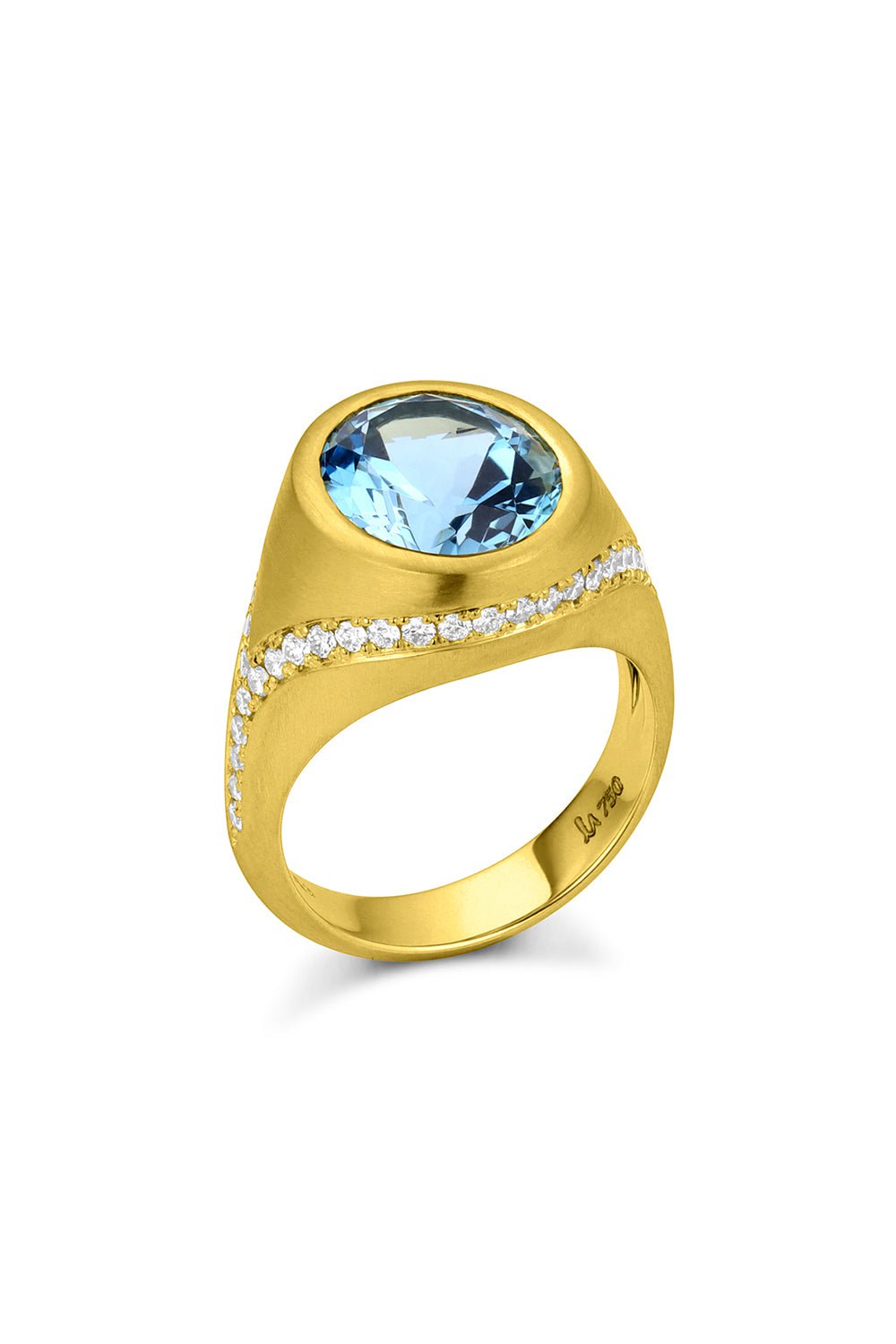 LEIGH MAXWELL-Aquamarine Diamond Bezel Ring-YELLOW GOLD