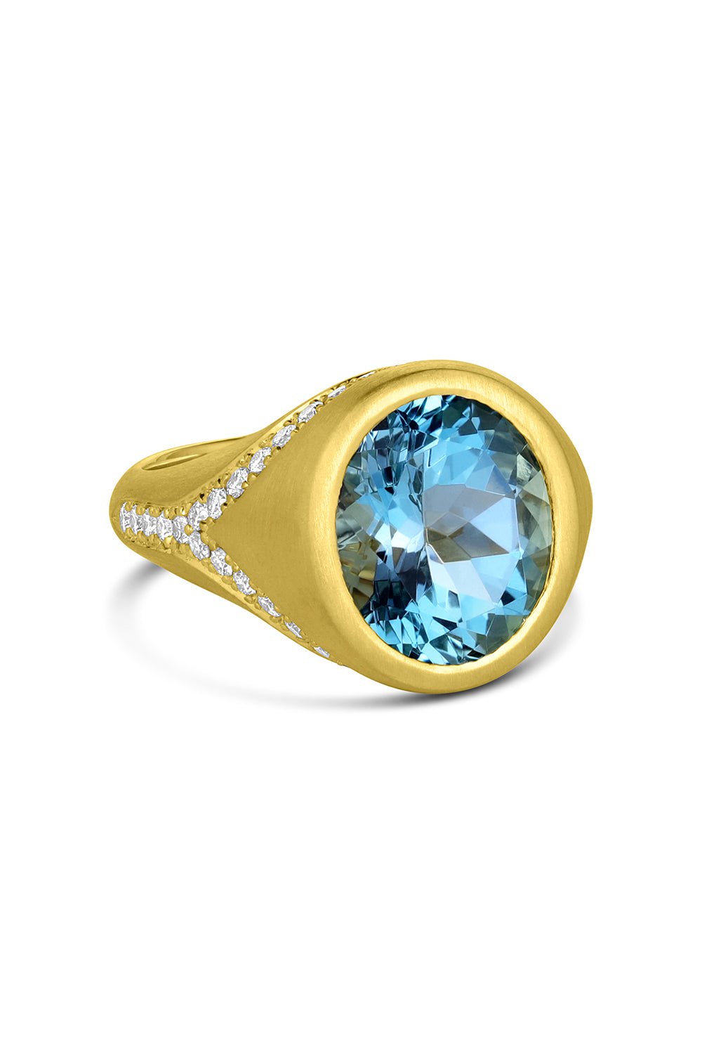 LEIGH MAXWELL-Aquamarine Diamond Bezel Ring-YELLOW GOLD