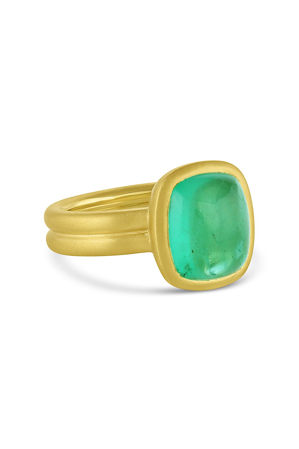 LEIGH MAXWELL-Emerald Puffed Cabochon Ring-YELLOW GOLD