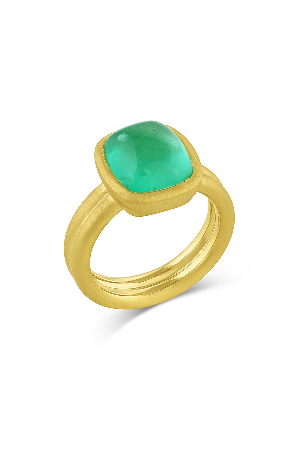 LEIGH MAXWELL-Emerald Puffed Cabochon Ring-YELLOW GOLD