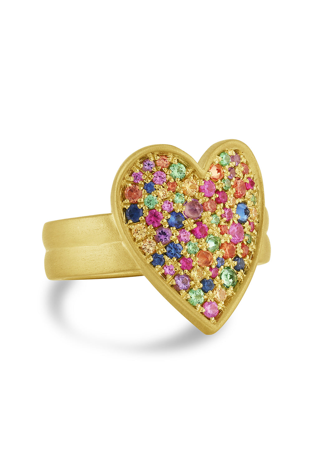 Multi Color Confetti Heart Ring-YELLOW GOLD-7.5-JEWELRYFINE JEWELRING-LEIGH MAXWELL