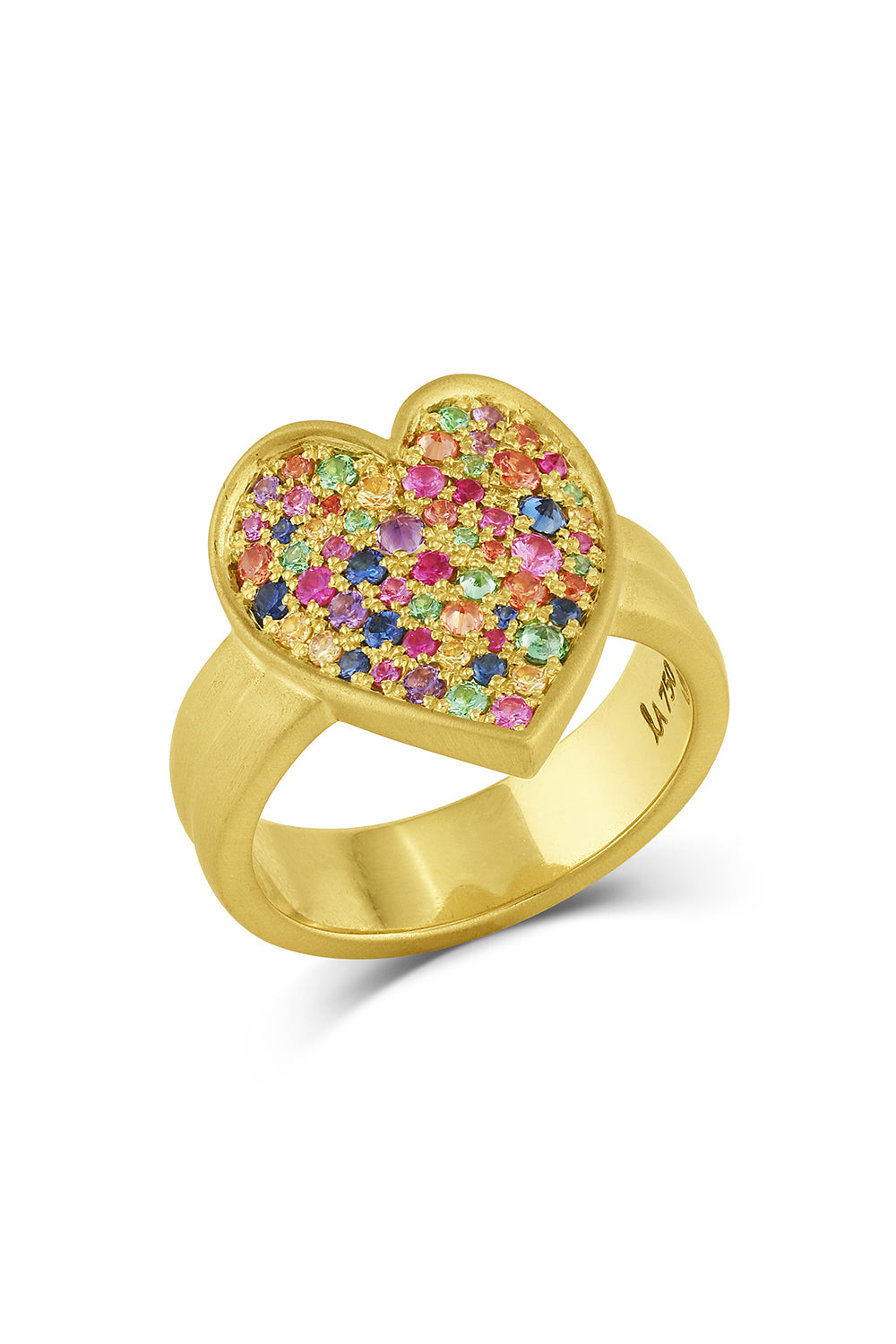 Multi Color Confetti Heart Ring-YELLOW GOLD-7.5-JEWELRYFINE JEWELRING-LEIGH MAXWELL