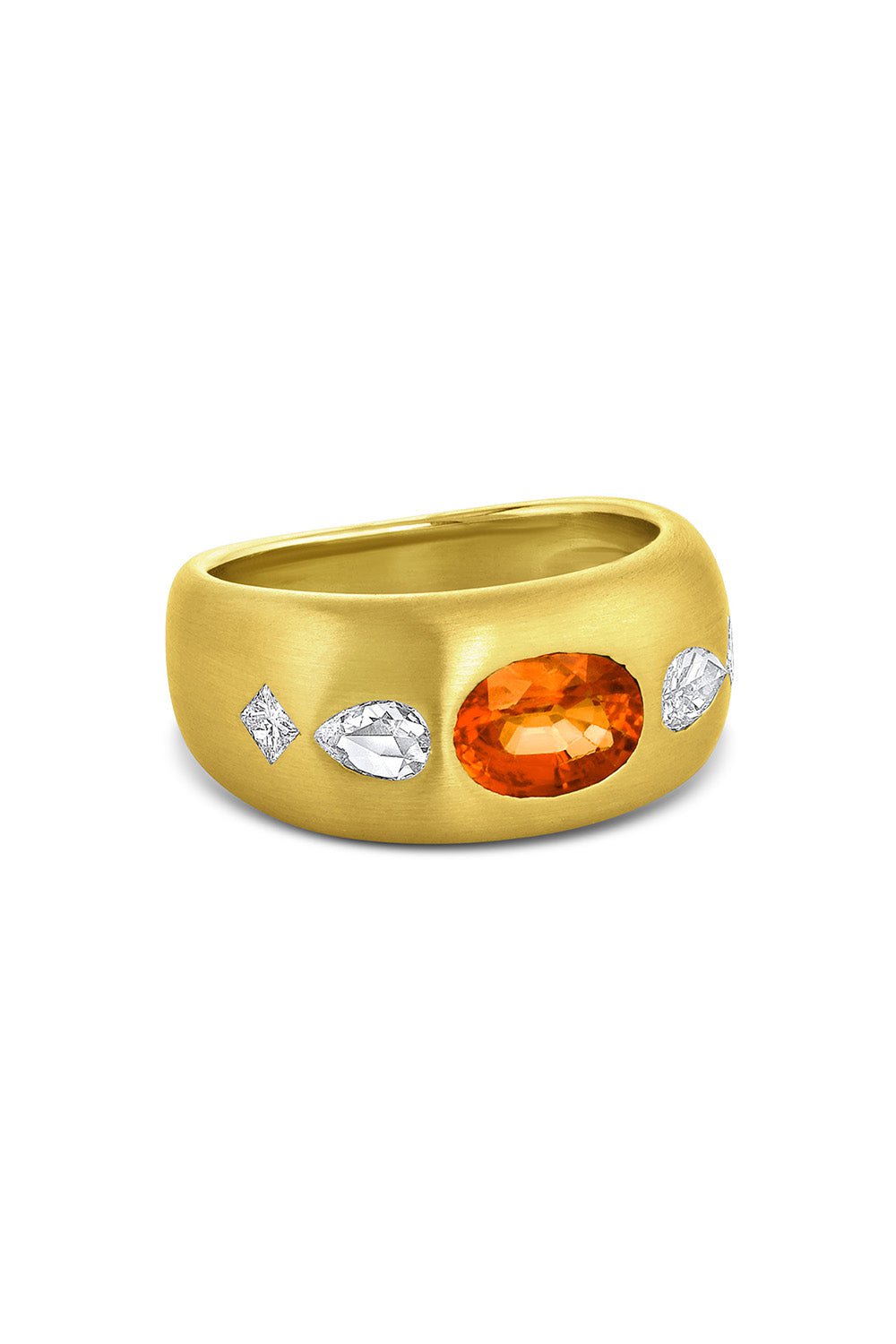 LEIGH MAXWELL-Orange Sapphire Diamond Tilly Ring-YELLOW GOLD